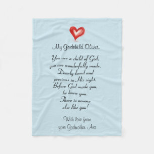 Christening/Baptism Gift for Godchild, Anpassnings Fleecefilt