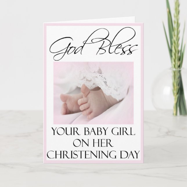 Christening/Baptism-kort för Flicka Helgkort (Framsida)