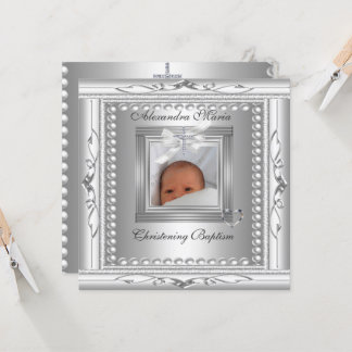 Christening Baptism Silver Photo Ram Bow Kort