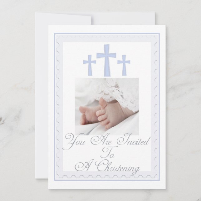 Christening/Baptism Son Inbjudan (Framsida)