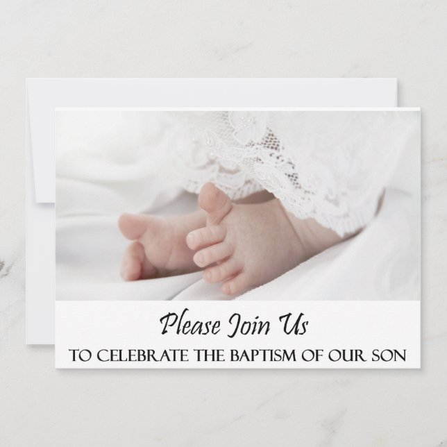 Christening/Baptism Son Inbjudan (Framsida)
