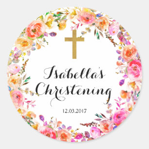 Christening Baptism Sticker - Guld kor Runt Klistermärke