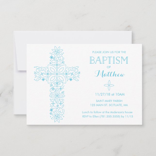 Christening, baptisminbjudan - Blue Kor Inbjudningar (Framsida)