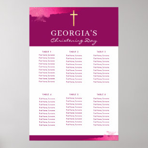 CHRISTENING BORD PLAN 6 bord modern rosa av plommo Poster