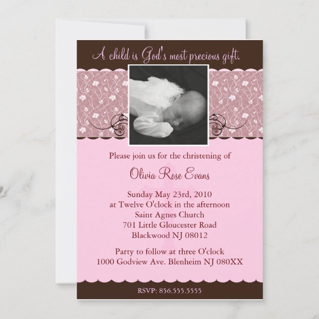 Christening/dop- Invitaion Inbjudningar (Framsida)