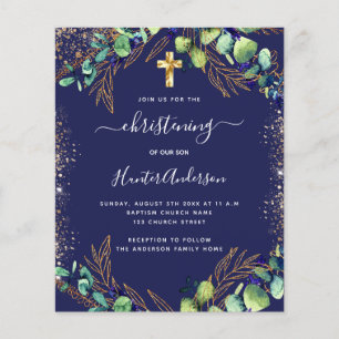 Christening eucalyptus greenery blue-inbjudan flygblad