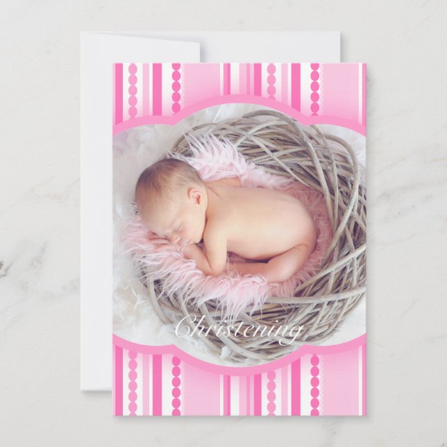 Christening Flickors inbjudan till fotoannonsering (Framsida)