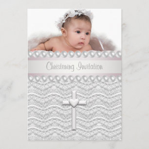 Christening för foto för flicka för inbjudningar