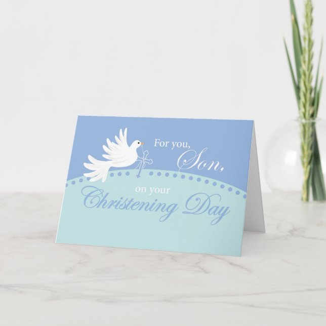 Christening for Son, Dove on Blue Kort (Framsida)