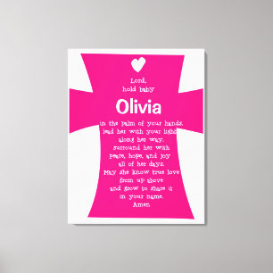 Christening Gift for Girl: Personlig Prayer Canvastryck