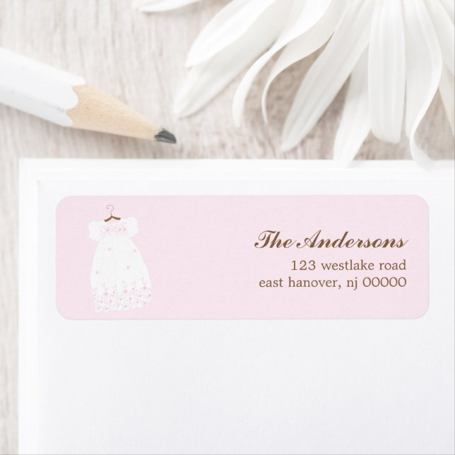 Christening Gown Baptism Labels Returadress Etikett (Insitu)