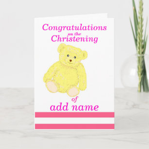 Christening grattiss Card Girl namn front front Kort