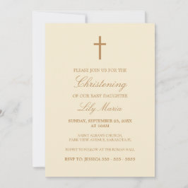 Christening-inbjudan för Beige Script Elegant Crea Inbjudningar