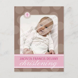 CHRISTENING INBJUDAN :: polkamdot - rosa Vykort