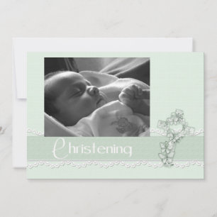 Christening Mint Grönt-inbjudan Inbjudningar