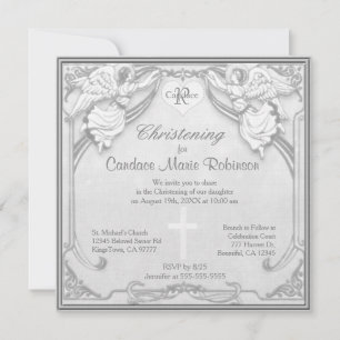 Christening - Monogram och Kor Inbjudningar