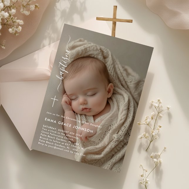 Christening | Överlägg foto Kön Neutral Baptism Inbjudningar (Skapare uppladdad)