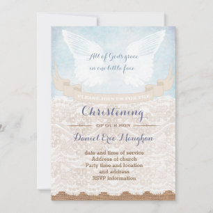 Christening Party Cards for Boy, Shabby stil Inbjudningar