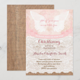 Christening Party Cards för flicka i antikens rosa Inbjudningar