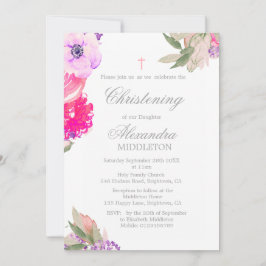 Christening Photo Blommigt Ro-inbjudan Inbjudningar