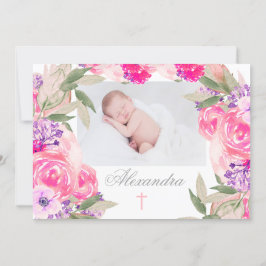 Christening Photo Blommigt Ro-inbjudan Inbjudningar