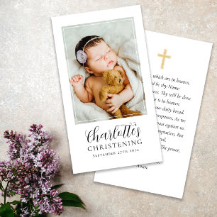 Christening Photo Keepsak Prayer Card