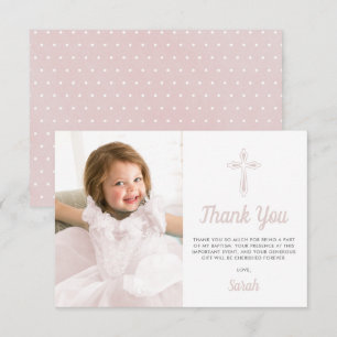 Christening Religiösa Rosa Girl Girl Photo Baptism Tack Kort
