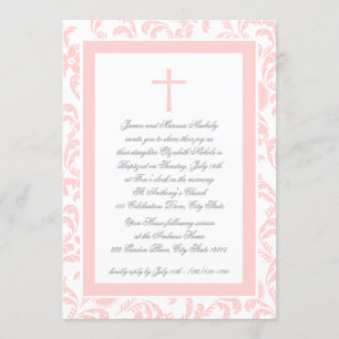 Christening Soft Rosa Paisley Inbjudningar