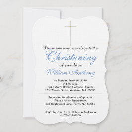 Christening Son Kor Blue Rattle-inbjudningar Inbjudningar