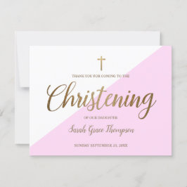 Christening Tack Flicka Simple Rosa Guld Kort