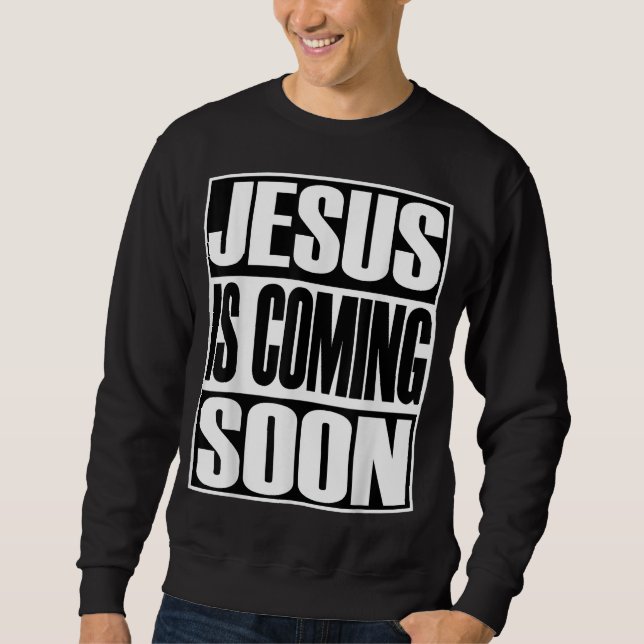 Christerest Jesus kommer igen från Christian Gift Lång Ärmad Tröja (Framsida)