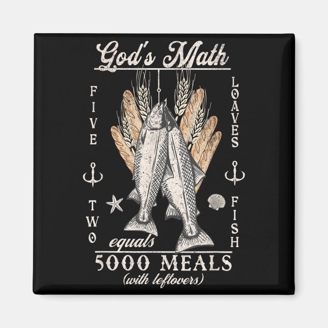 Christian 2 Fishes 5 Breads 5000 Against  Magnet (Framsidan)