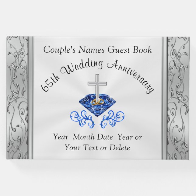 Christian 65e Bröllop-årsdagen Guest Bok (Framsida)