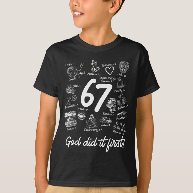 Christian 6 7 Meme Six Seven 67 Bible Verse Script T Shirt (Framsida)