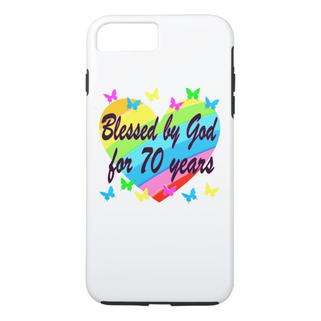 CHRISTIAN 70:E BIRTHDAY HEART DESIGN Case-Mate iPhone SKAL (Baksida)