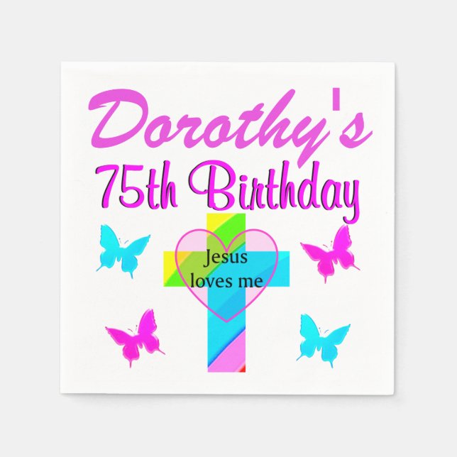 CHRISTIAN 75:E CUSTOMIZED BIRTHDAY NAPKINS PAPPERSSERVETT (Framsidan)