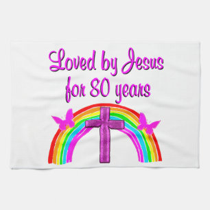 CHRISTIAN 80 BIRTHDAY RAINBOW DESIGN KÖKSHANDDUK