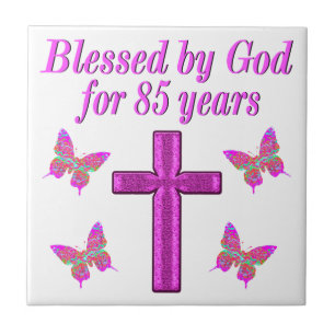 CHRISTIAN 85 BIRTHDAY ROSA KOR DESIGN KAKELPLATTA