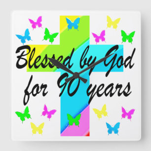 CHRISTIAN 90:E BIRTHDAY PRAYER DESIGN FYRKANTIG KLOCKA