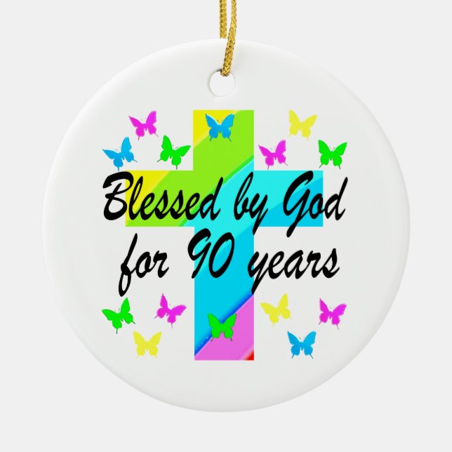 CHRISTIAN 90:E BIRTHDAY PRAYER DESIGN JULGRANSPRYDNAD KERAMIK (Framsidan)