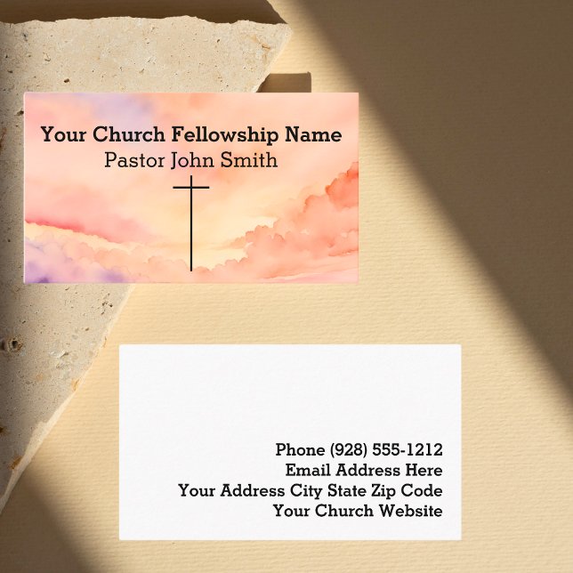 Christian Abstrakt Orange Himmel Kor kyrkan Visitkort (Christian Abstract Orange Sky Cross Church Business Card)