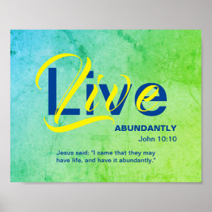 Christian ABUNDANT LIFE Inspirational Quote GRÖNT Poster