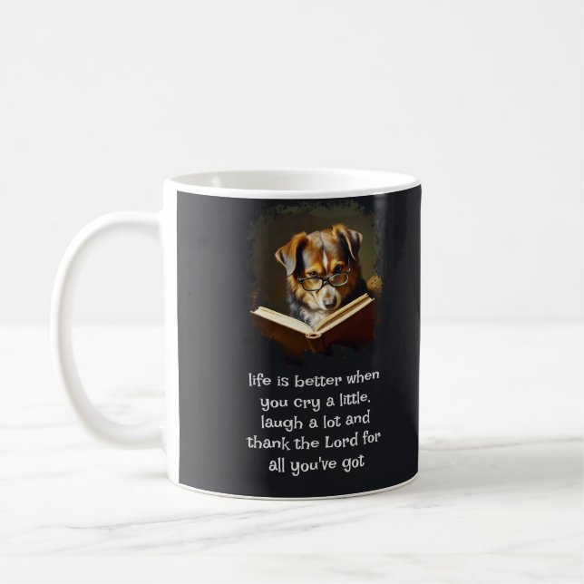 Christian Advice Roligt Wise Hund Life är bättre Kaffemugg (Vänster)