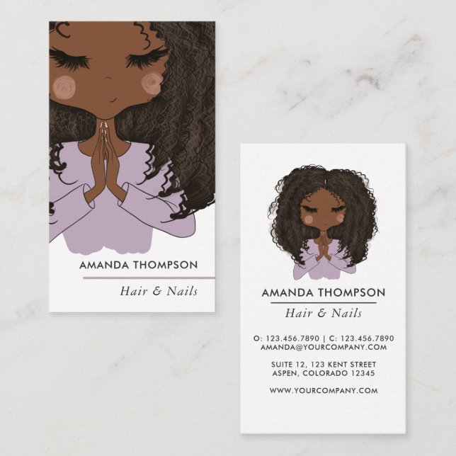 Christian African American Hair och Nagel Beauty Visitkort (Fram/baksida)