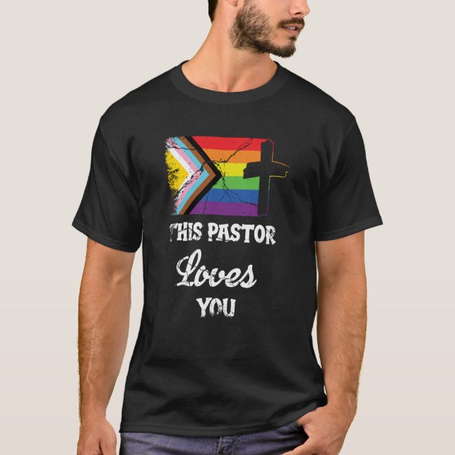 Christian Ally Inklusive Pride Clergy this Pastor T Shirt (Framsida)