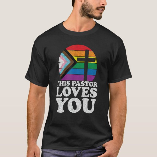 Christian Ally Inklusive Pride Clergy this Pastor T Shirt (Framsida)