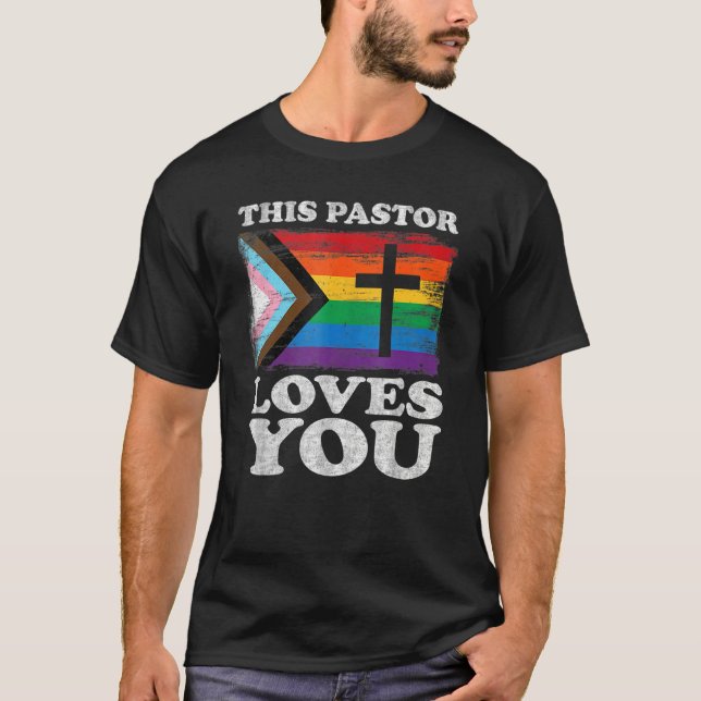 Christian Ally Inklusive Pride Clergy this Pastor T Shirt (Framsida)