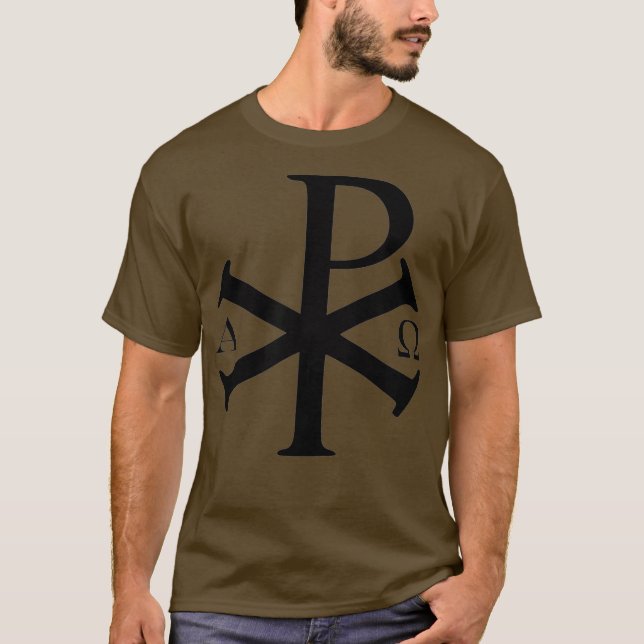 Christian Alpha Omega Chi Rho för kristendomen T Shirt (Framsida)