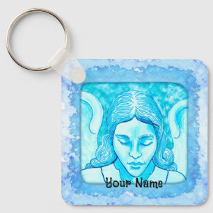 Christian Angel Head Sketch Keychain Nyckelring