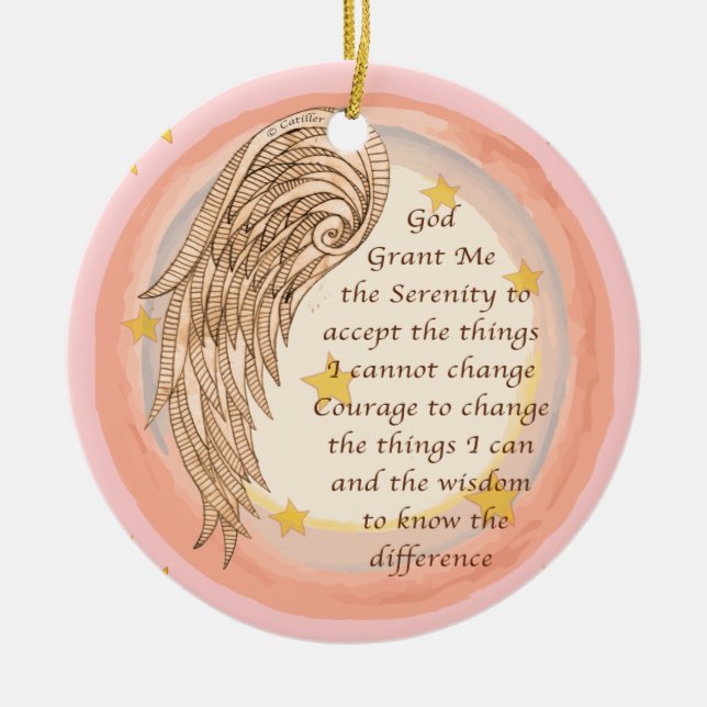 Christian Angel Serenity Prayer Julgransprydnad Keramik (Framsidan)